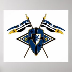 Mediaeval Shield and Flags Poster