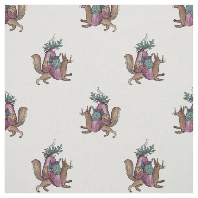 Mediaeval Squirrel-Rider Fabric (Swatch)