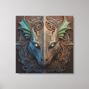 Mediaeval Stone Gargoyle Dragon Carving Canvas Print