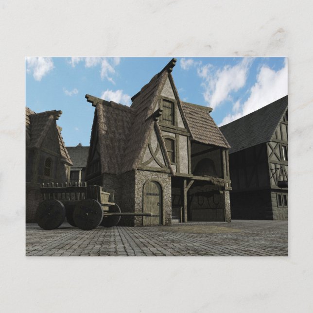 Mediaeval Street Scene - 3 Postcard (Front)