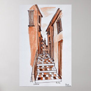 Mediaeval Streets of Bastia   Corsica, France Poster