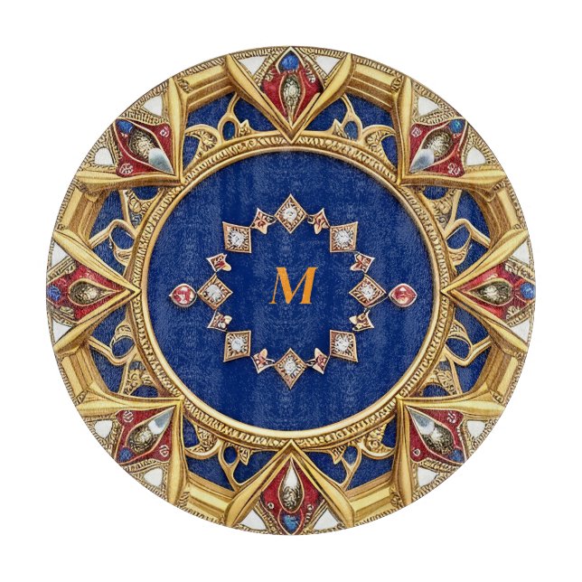 Mediaeval Style Artistic Golden Ornament Cutting Board (Front)