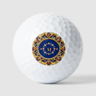 Mediaeval Style Artistic Golden Ornament Golf Balls