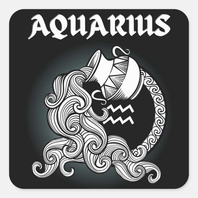Mediaeval Style Zodiac Aquarius Square Sticker (Front)
