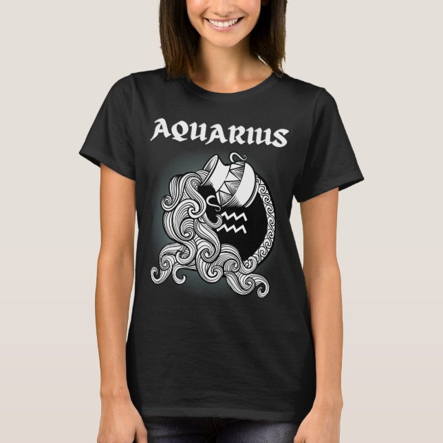 Mediaeval Style Zodiac Aquarius T-Shirt (Front)