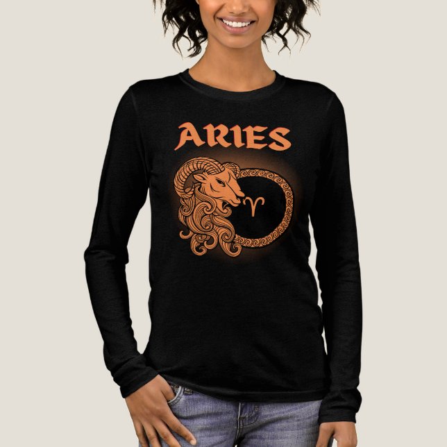 Mediaeval Style Zodiac Aries Tri-Blend Shirt (Front)