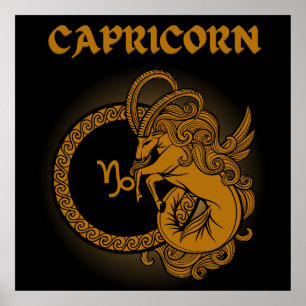 Mediaeval Style Zodiac Capricorn Poster