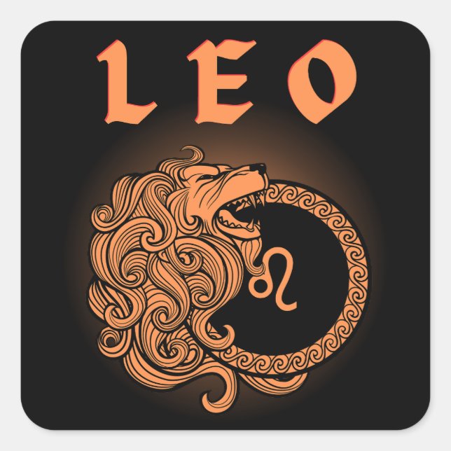 Mediaeval Style Zodiac Leo Square Sticker (Front)