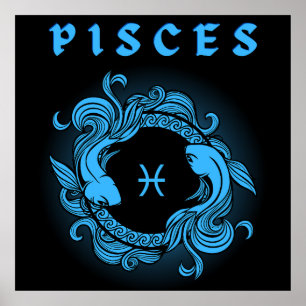 Mediaeval Style Zodiac Pisces Poster