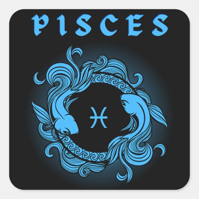 Mediaeval Style Zodiac Pisces Square Sticker (Front)