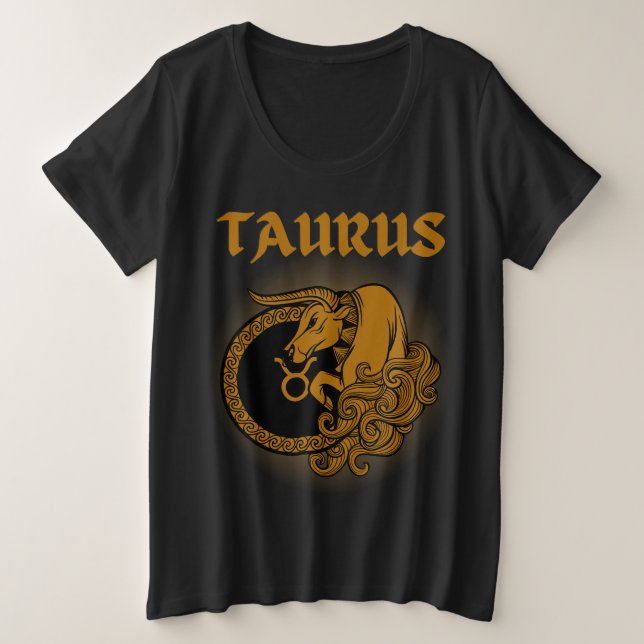 Mediaeval Style Zodiac Taurus Plus Size T-Shirt (Design Front)