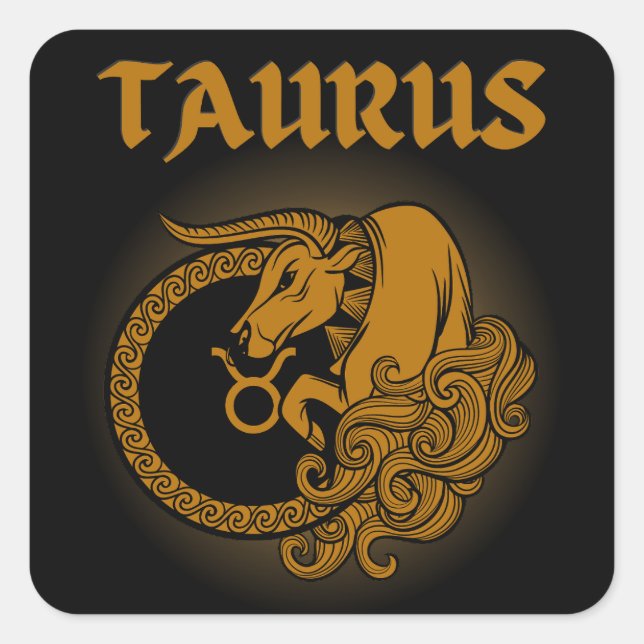Mediaeval Style Zodiac Taurus Square Sticker (Front)