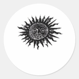 Mediaeval Sun Engraving - Whimsigoth Aesthetic - W Classic Round Sticker