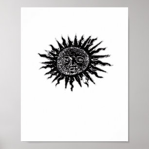 Mediaeval Sun Engraving - Whimsigoth Aesthetic - W Poster