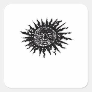 Mediaeval Sun Engraving - Whimsigoth Aesthetic - W Square Sticker