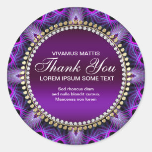 Mediaeval Tapestry Star Purple Thank You Sticker
