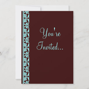 Mediaeval Teal on Chocolate Custom Invitation
