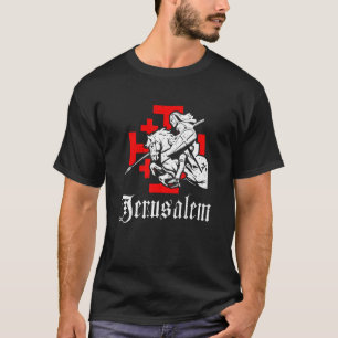 Mediaeval Templar Knight On War Horse Jerusalem Cr T-Shirt