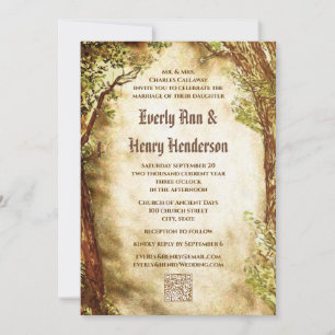 Mediaeval Terracotta Enchanted Forest Wedding   Invitation