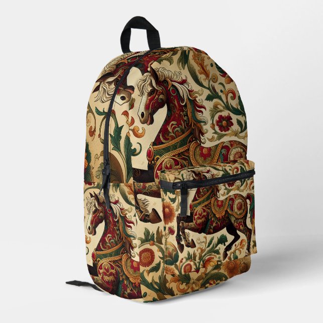 Mediaeval The Enchanted Steed in Bloom  Printed Backpack (Back Corner Left)