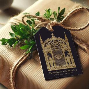 Mediaeval Themed Birthday Black Gold Gothic Knight Gift Tags