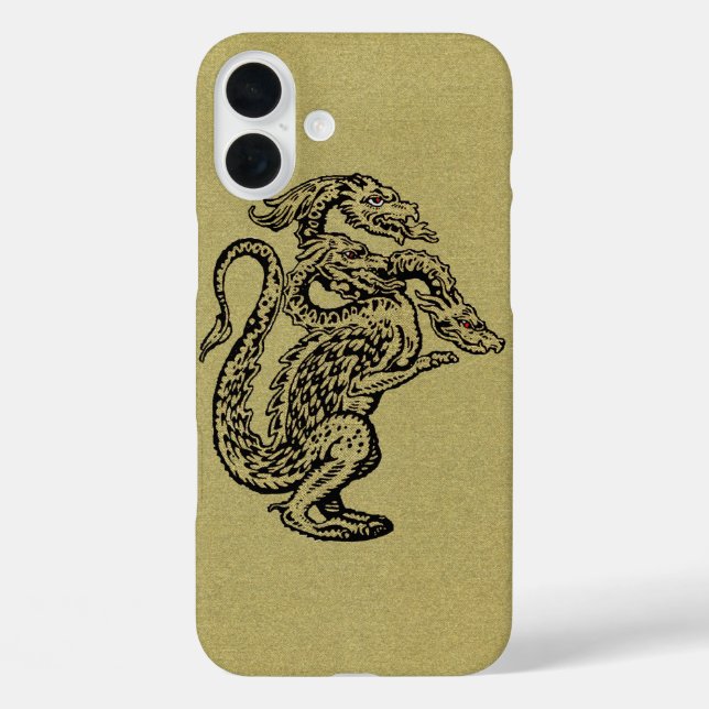 Mediaeval Three Headed Dragon Gold Case-Mate iPhone Case (Back)