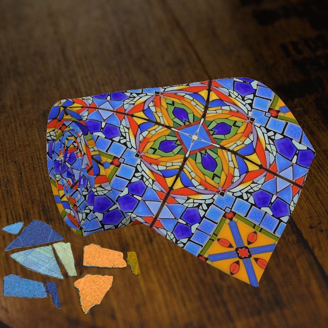 Mediaeval Tile Church Floor theme blue  Tie (Creator Uploaded)