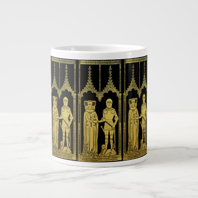 Mediaeval Tomb Brass Rubbing Knight, Lady and Chil Large Coffee Mug (Front)