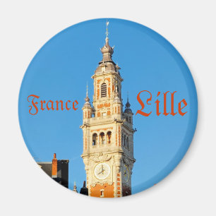 Mediaeval tower in Lille, France travel souvenir Magnet