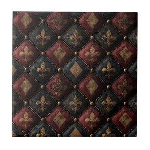 Mediaeval Tufted Fleur-de-Lis Harlequin Pattern (1 Tile