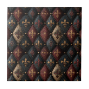 Mediaeval Tufted Fleur-de-Lis Harlequin Pattern (2 Tile