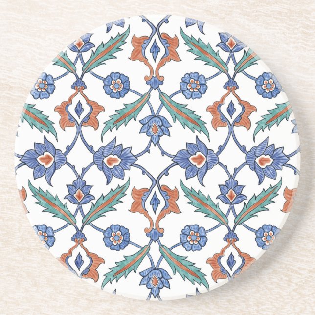Mediaeval Turkish Tiles: Floral Ornament. Coaster (Front)