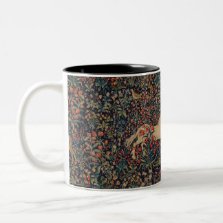 Mediaeval Unicorn Midnight Floral Garden Two-Tone Coffee Mug