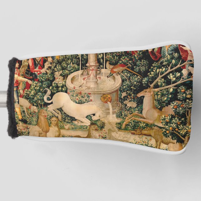 Mediaeval Unicorn Tapestries Print: Met Cloisters Golf Head Cover (Front)