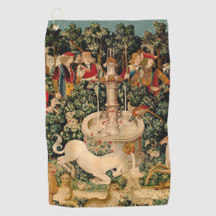 Mediaeval Unicorn Tapestries Print: Met Cloisters Golf Towel