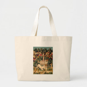 Mediaeval Unicorn Tapestries Print: Met Cloisters Large Tote Bag