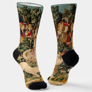 Mediaeval Unicorn Tapestries Print: Met Cloisters Socks