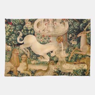 Mediaeval Unicorn Tapestries Print: Met Cloisters Tea Towel