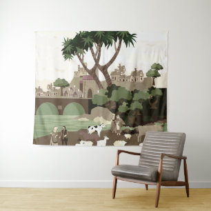 Mediaeval villag tapestry