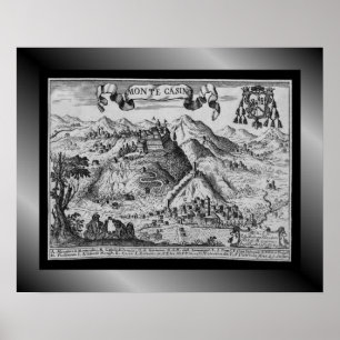 Mediaeval Village Map Monte Casino ~ Italy~ Poster