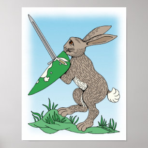 Mediaeval Warrior Rabbit Poster