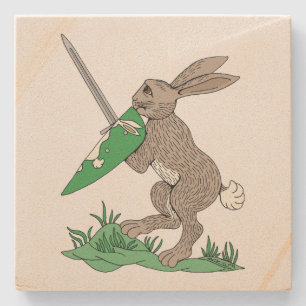 Mediaeval Warrior Rabbit Stone Coaster