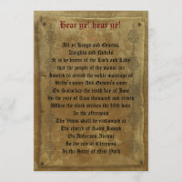 Mediaeval wedding  Invitation decree template
