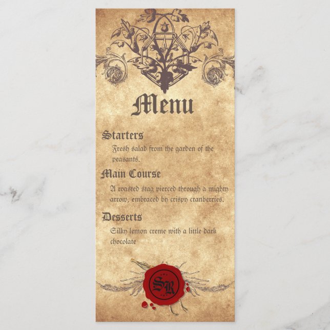 Mediaeval Wedding Menu Card (Front)