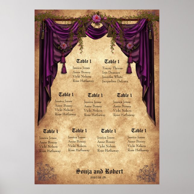 Mediaeval Wedding Seating Chart (Front)