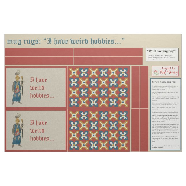 Mediaeval "Weird Hobbies" DIY Mug Rugs Fabric (Fat Quarter)