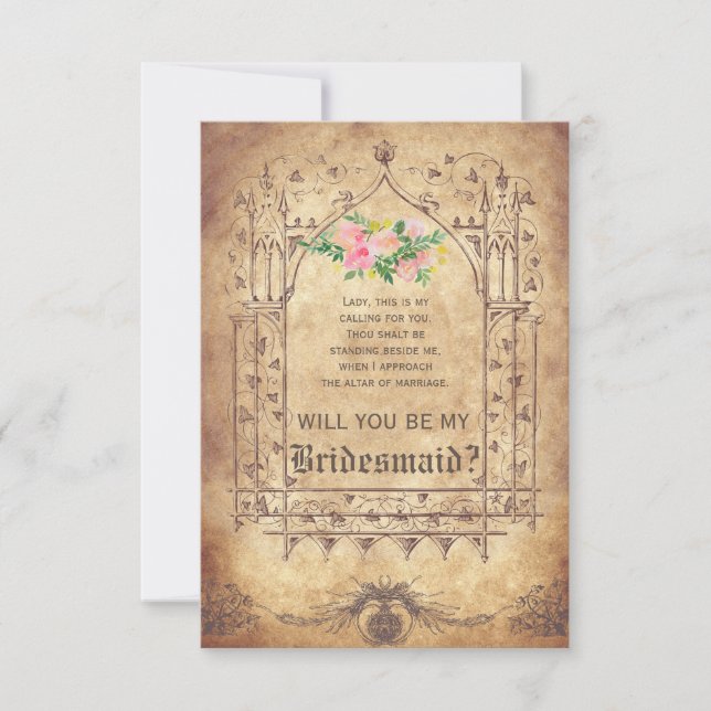 Mediaeval Will you be my Bridesmaid? Invitation (Front)