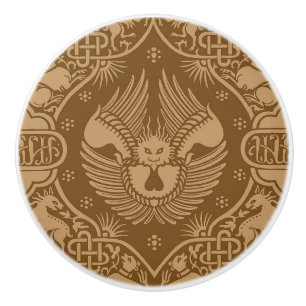 Mediaeval Winged Lion Ceramic Knob