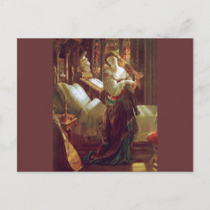 Mediaeval woman bedroom postcard