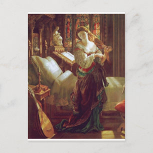 Mediaeval woman bedroom postcard